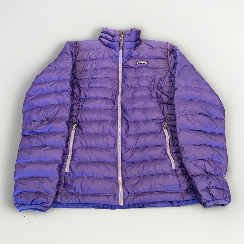 Patagonia Down Sweater Puffer Jacket Women's large Purple Full Zip